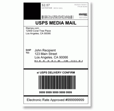 medial mail shipping label